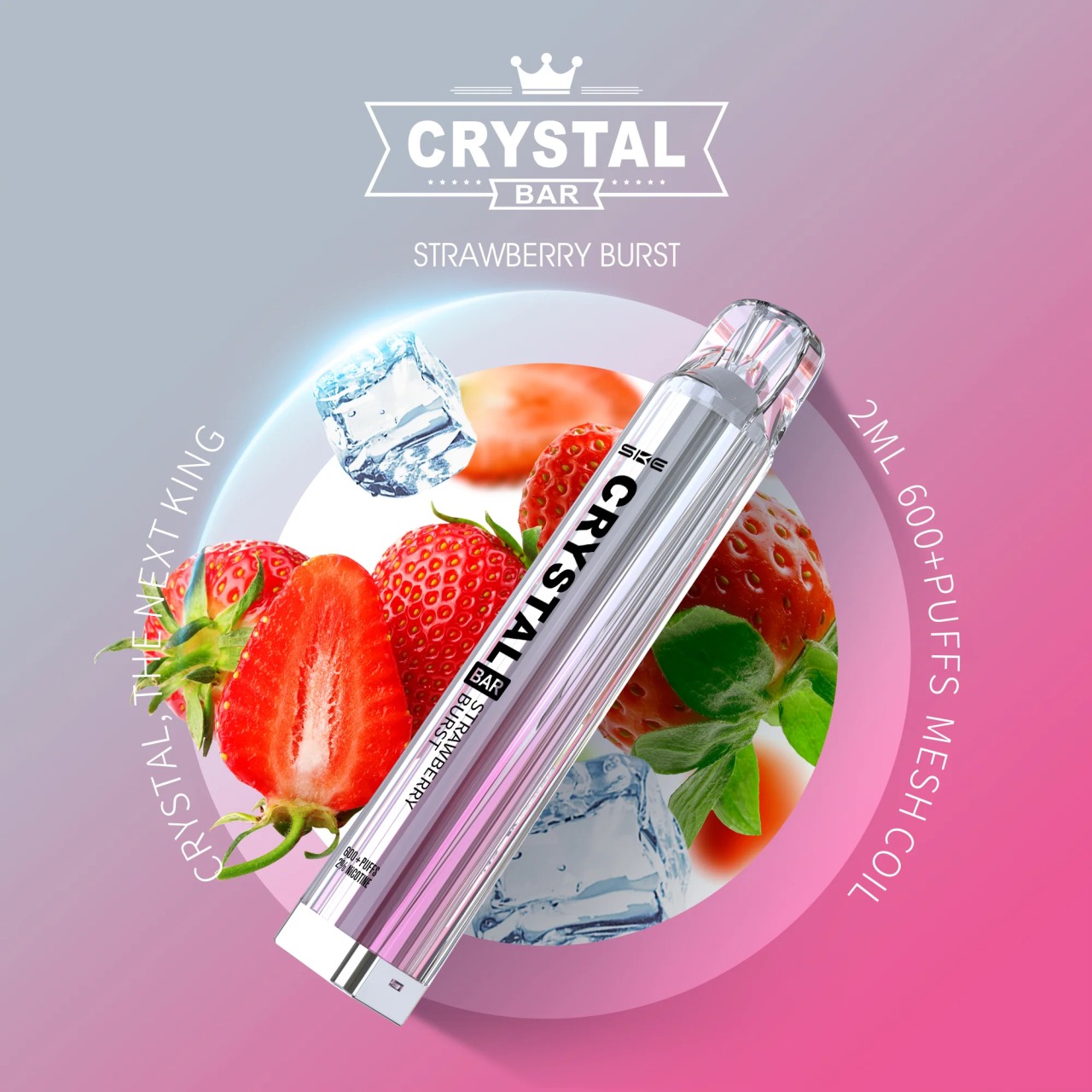 SKE Crystal Bar Disposable E-Shisha 600+ Züge Strawberry Burst