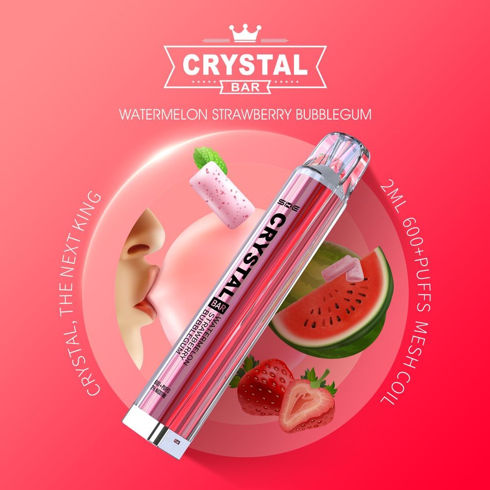 SKE Crystal Bar Disposable E-Shisha 600+ Züge watermelon Strawberry Bubblegum
