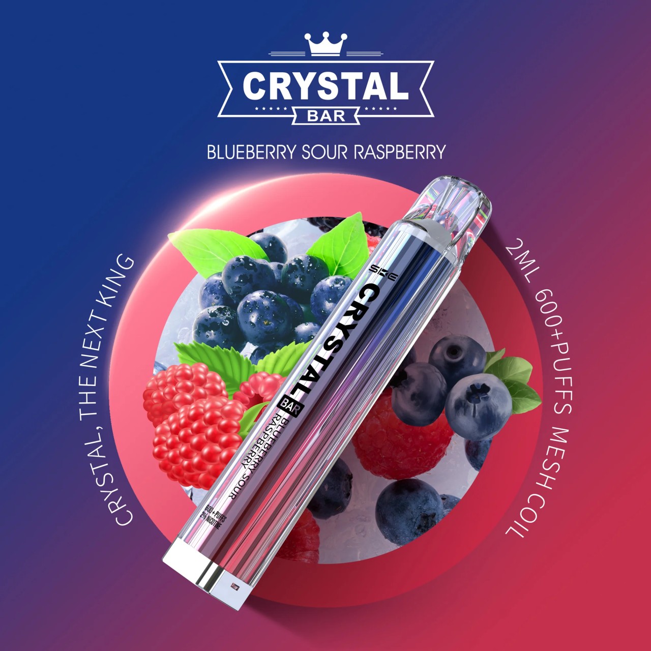 SKE Crystal Bar Disposable E-Shisha 600+ Züge Blueberry Sour Raspberry