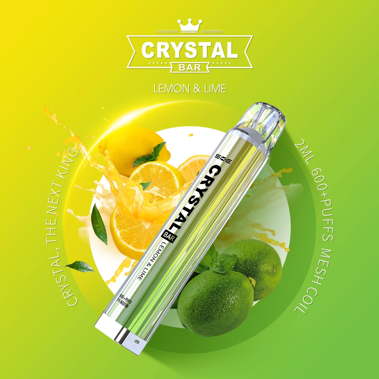 SKE Crystal Bar Disposable E-Shisha 600+ Züge Lemon&Lime